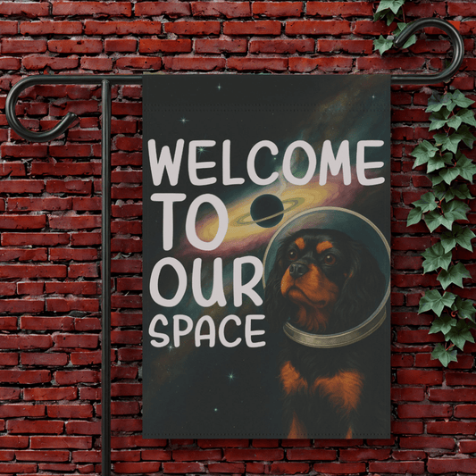 Black Tan Cavalier Space Garden Flag 12'' × 18''