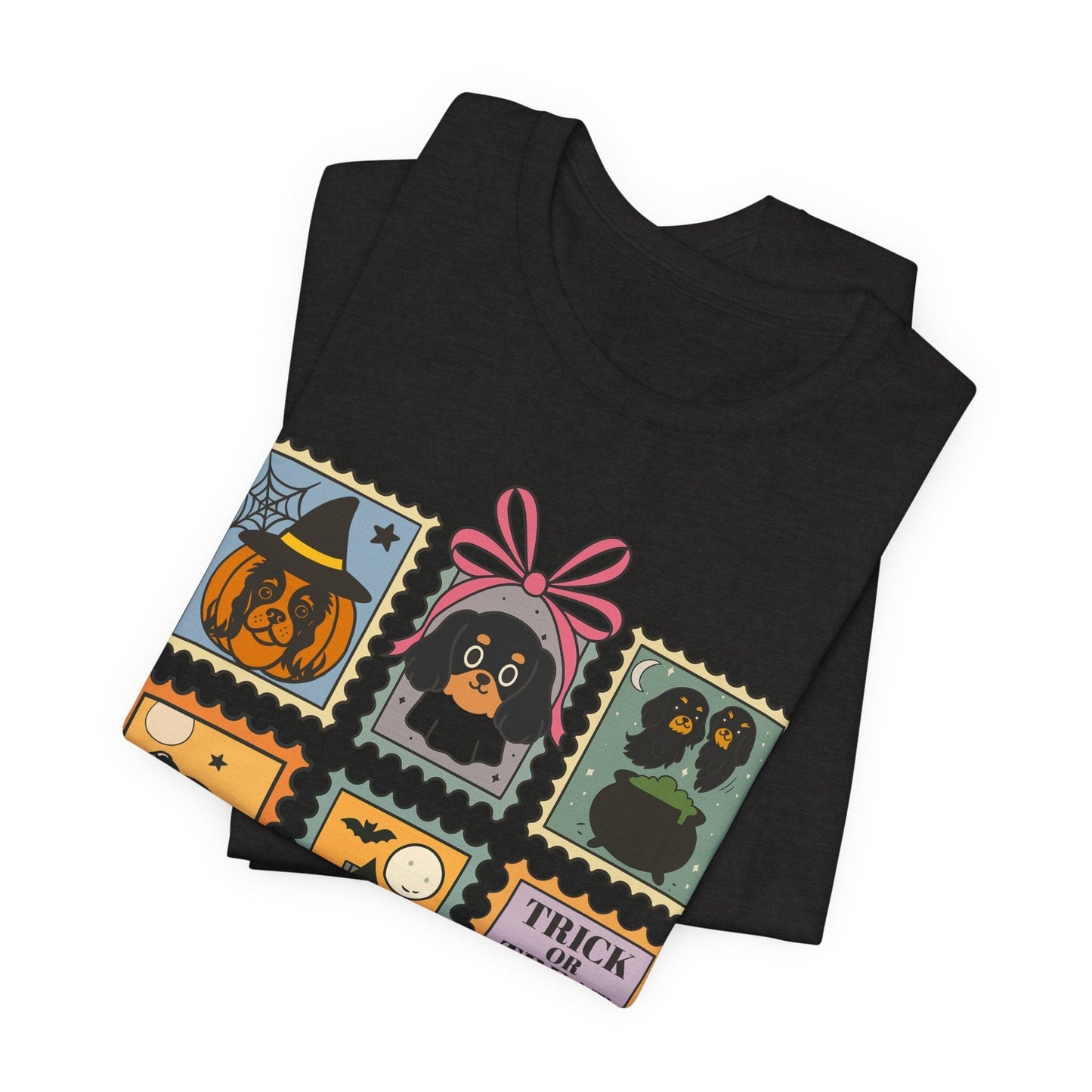 Black Tan Cavalier Spooky Stamps TShirt