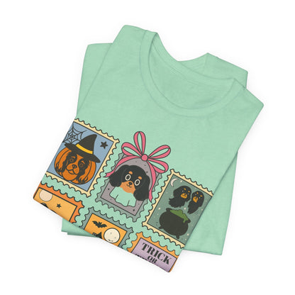 Black Tan Cavalier Spooky Stamps TShirt