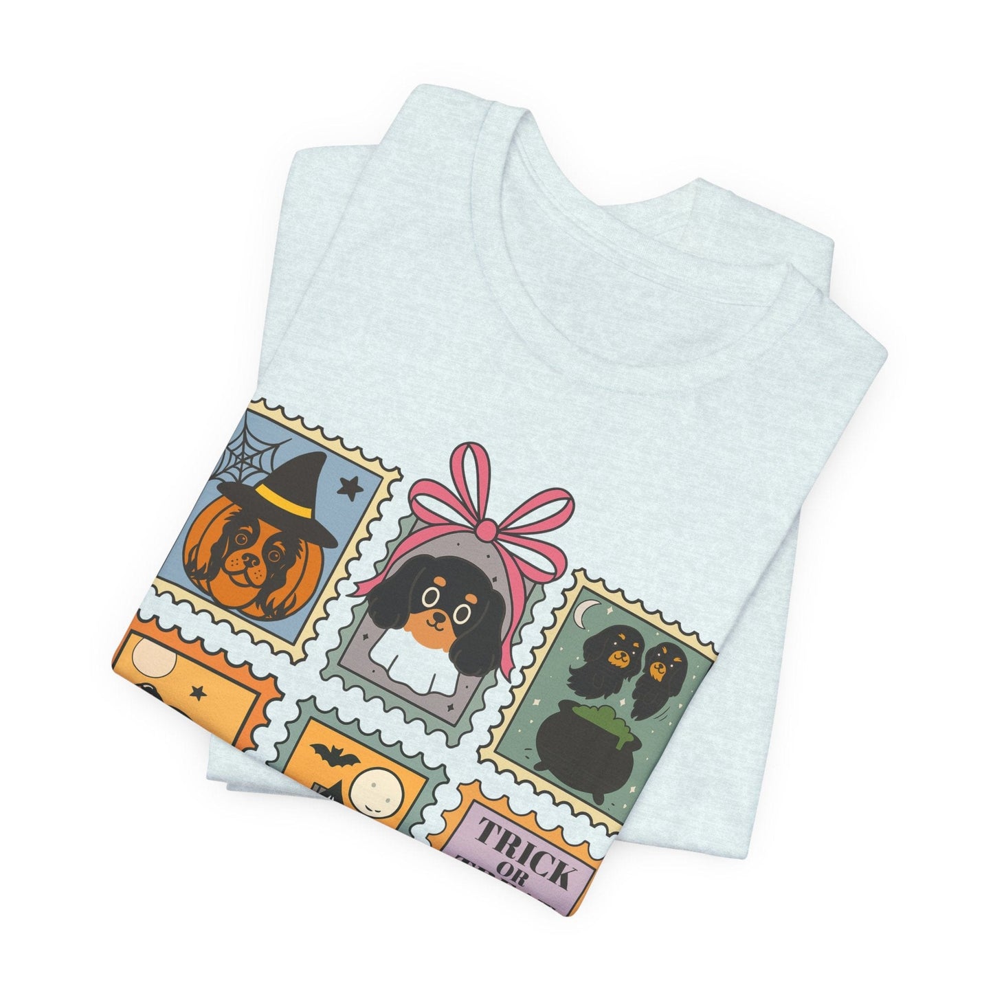 Black Tan Cavalier Spooky Stamps TShirt