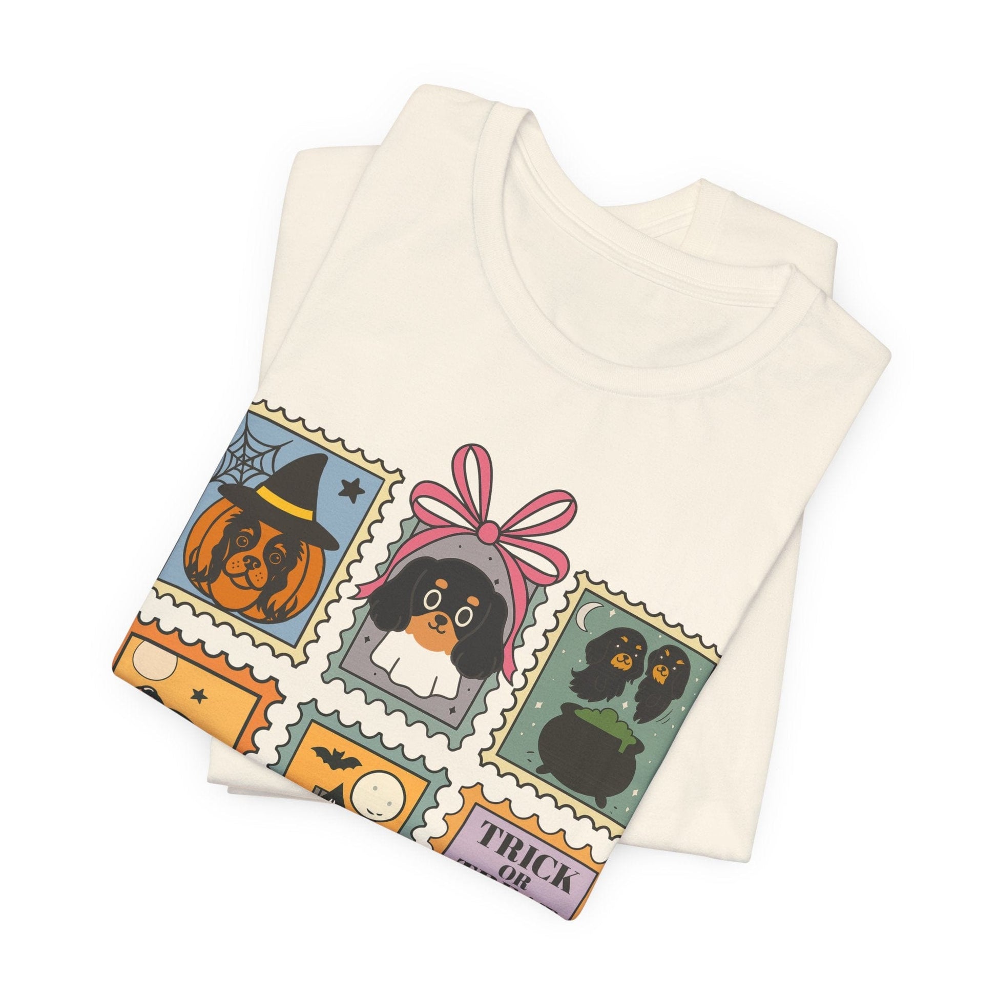 Black Tan Cavalier Spooky Stamps TShirt