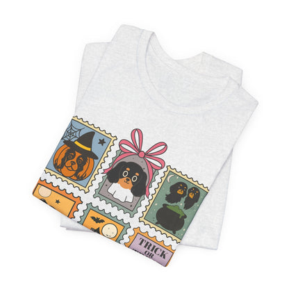 Black Tan Cavalier Spooky Stamps TShirt