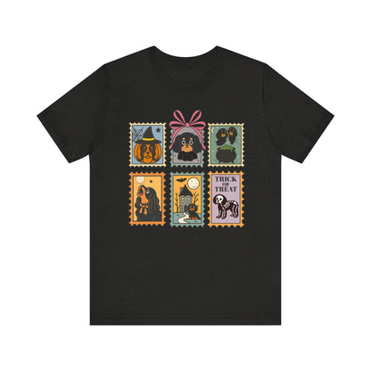 Black Tan Cavalier Spooky Stamps TShirt