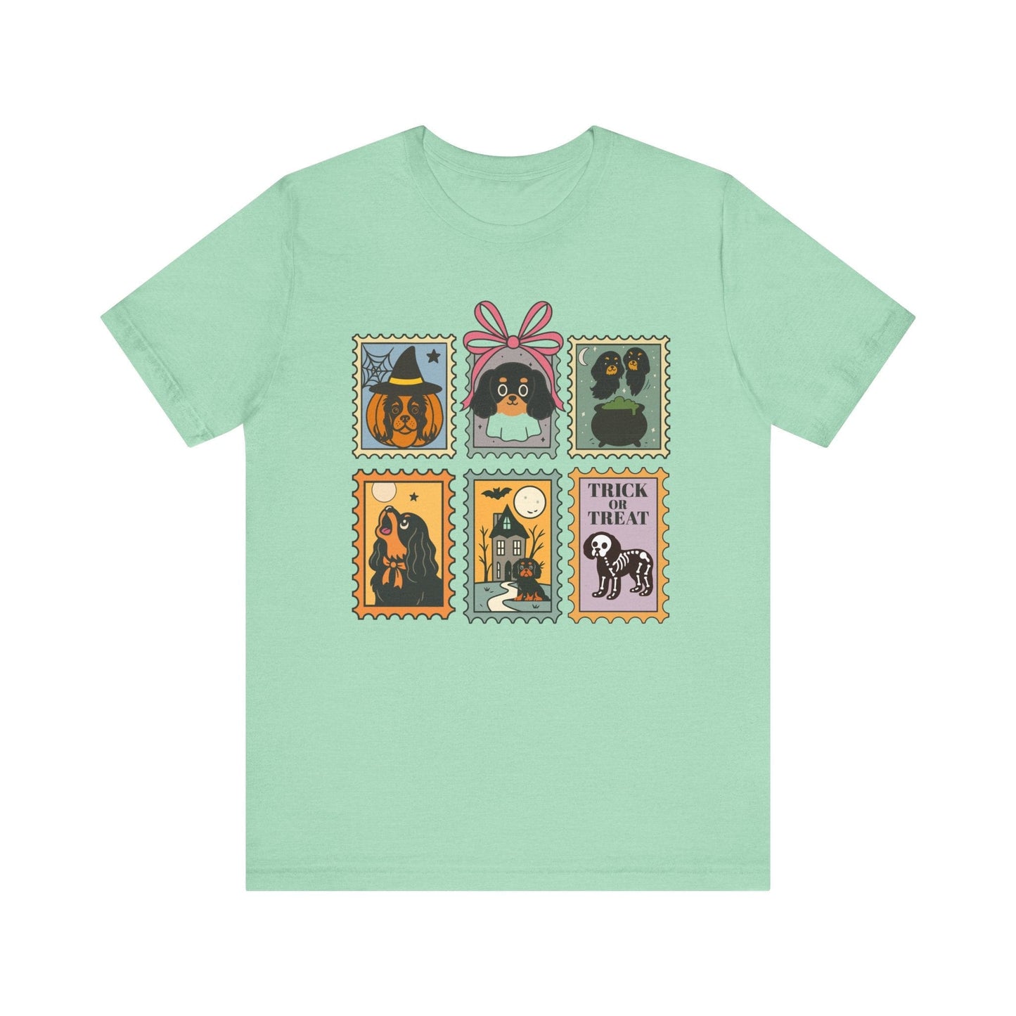 Black Tan Cavalier Spooky Stamps TShirt