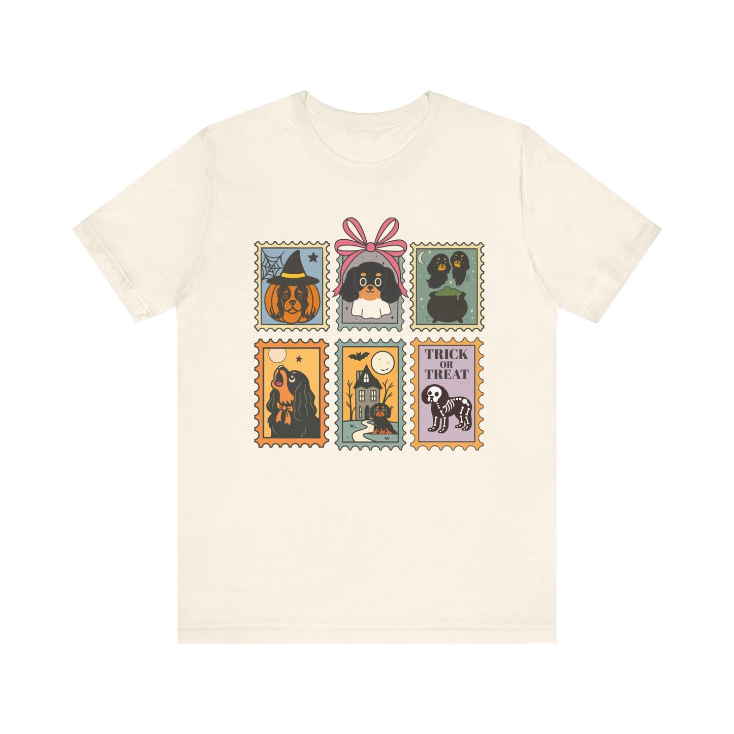 Black Tan Cavalier Spooky Stamps TShirt
