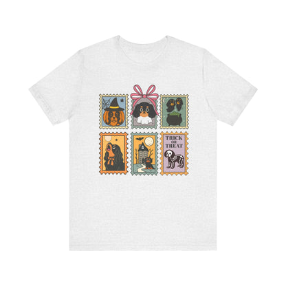 Black Tan Cavalier Spooky Stamps TShirt