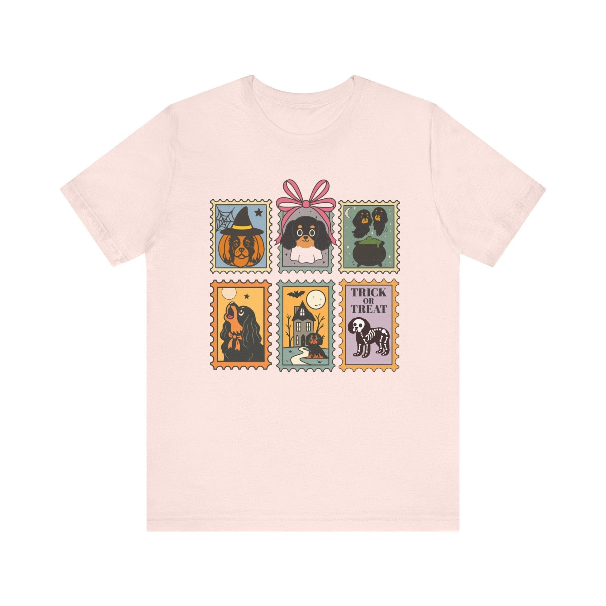 Black Tan Cavalier Spooky Stamps TShirt