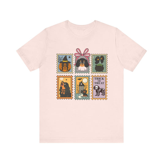 Black Tan Cavalier Spooky Stamps TShirt