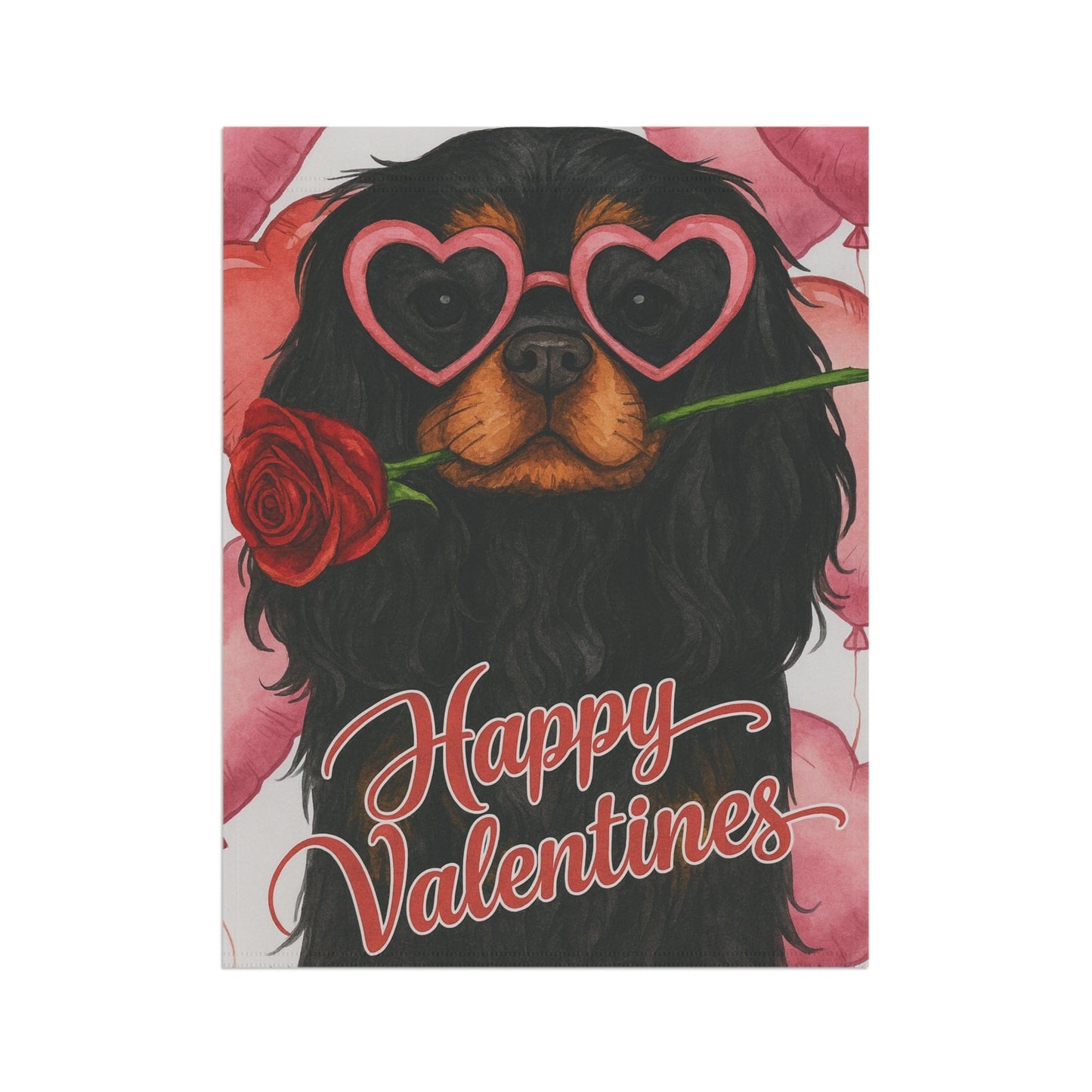 Black Tan Cavalier Valentines Day Garden Flag