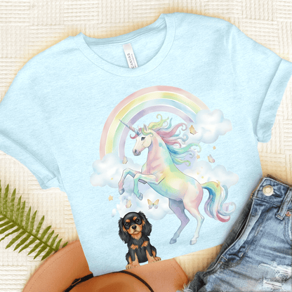 Personalized Cavalier Unicorn Unisex Tshirt Heather Ice Blue