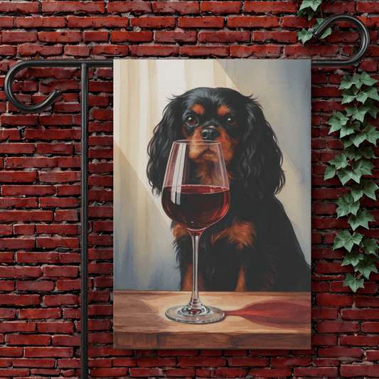 Black Tan Cavalier Wine Garden Flag 12'' × 18''