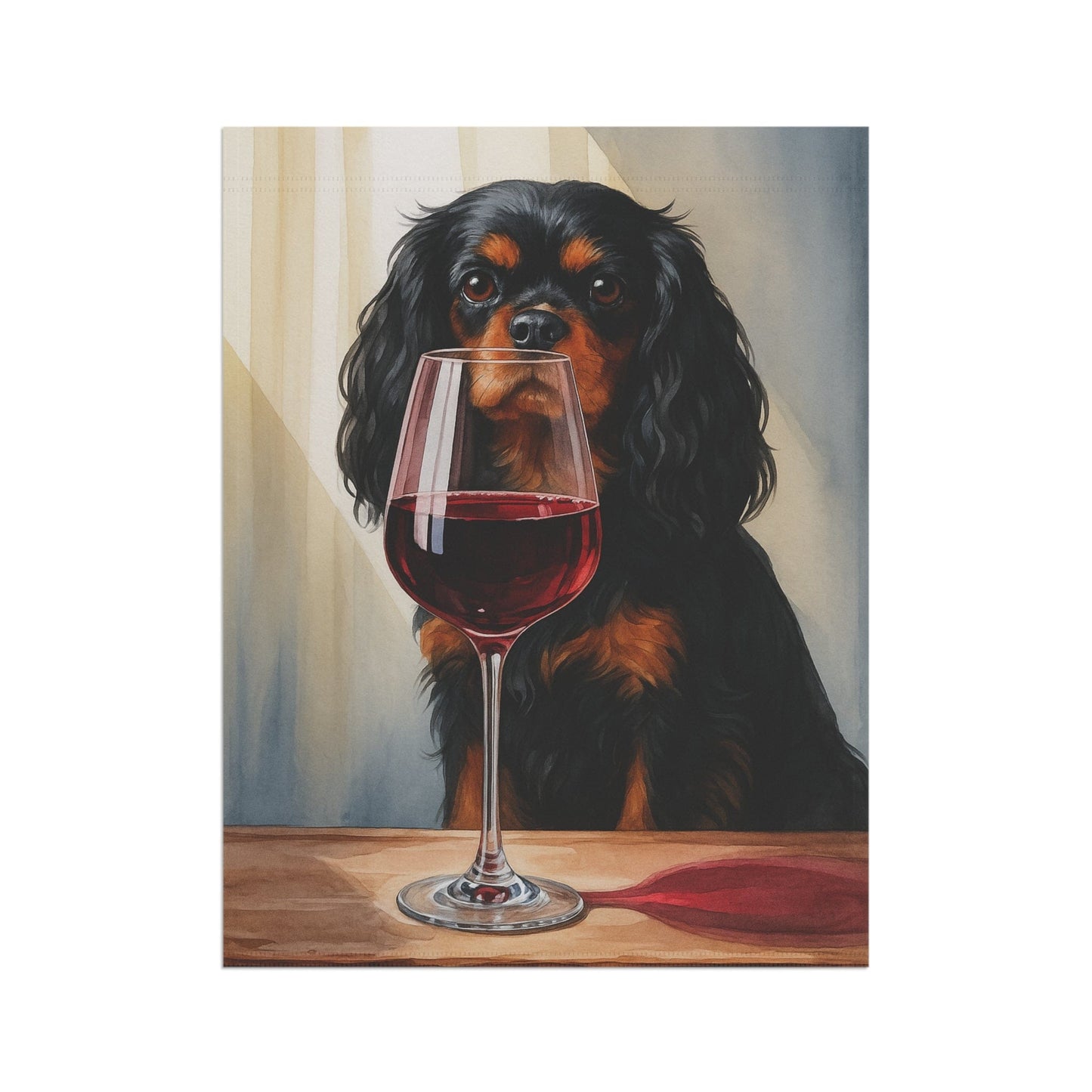 Black Tan Cavalier Wine Garden Flag