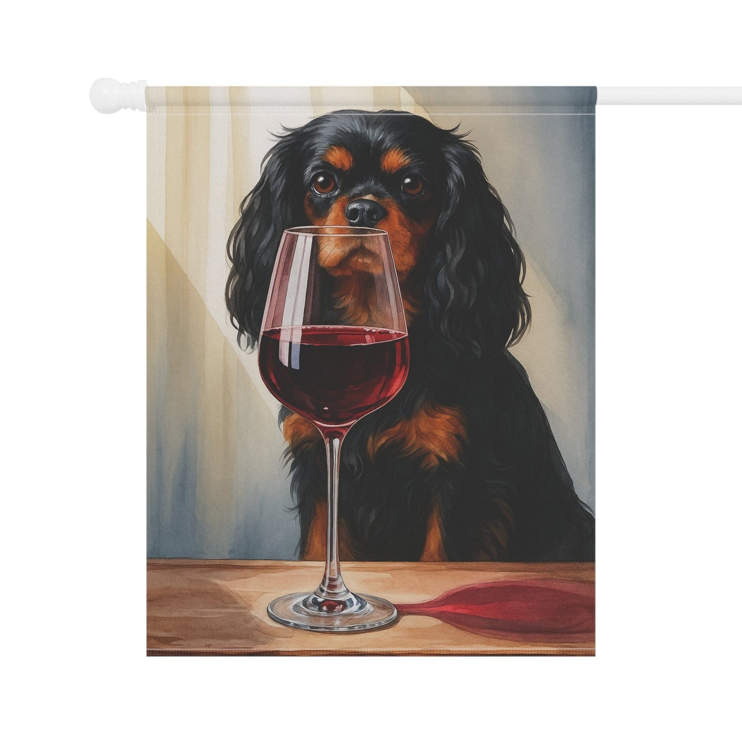 Black Tan Cavalier Wine Garden Flag