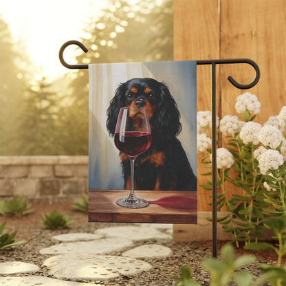 Black Tan Cavalier Wine Garden Flag