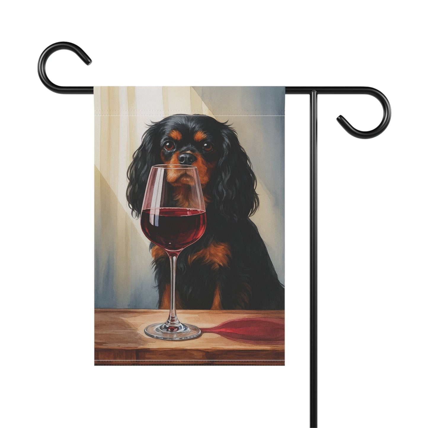 Black Tan Cavalier Wine Garden Flag