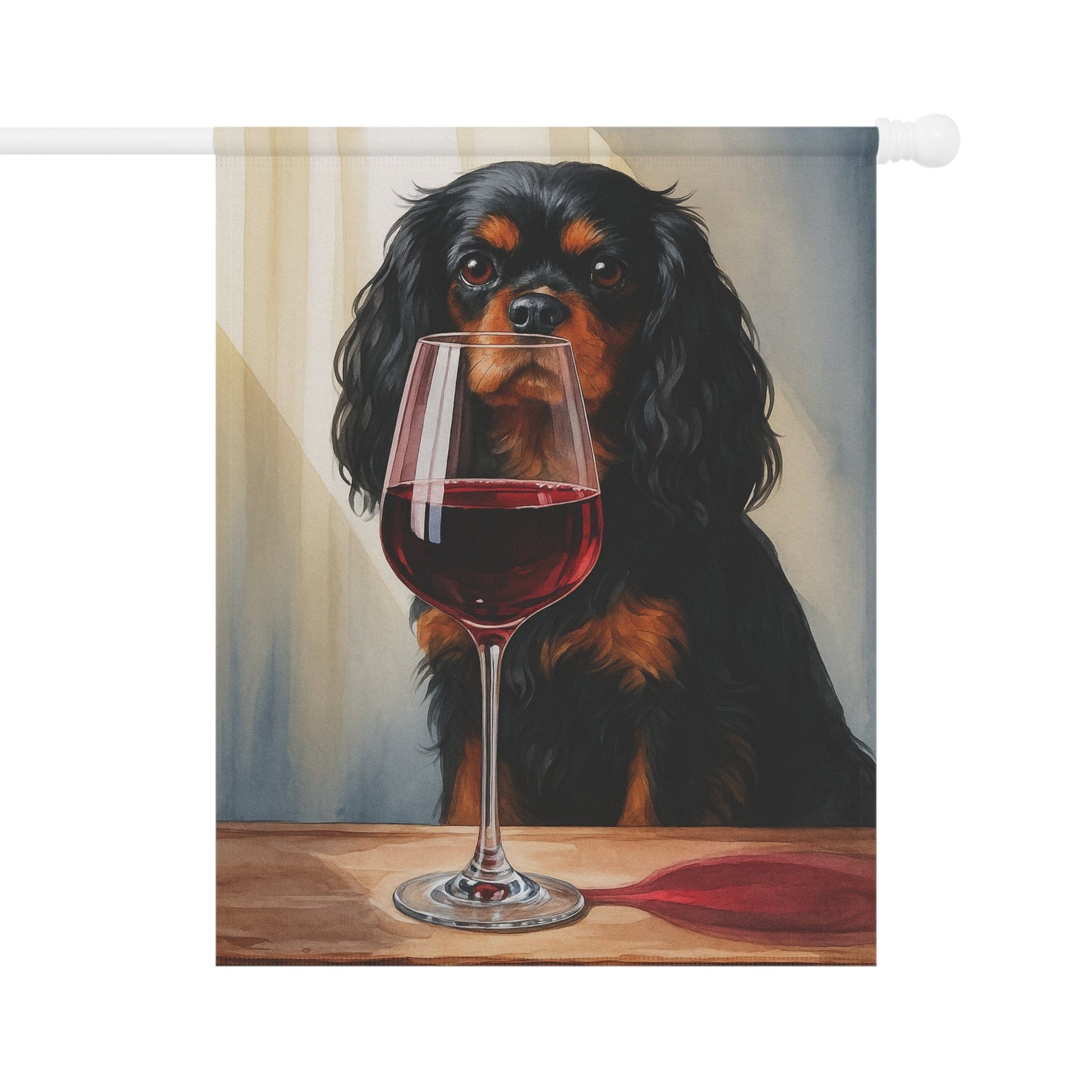 Black Tan Cavalier Wine Garden Flag