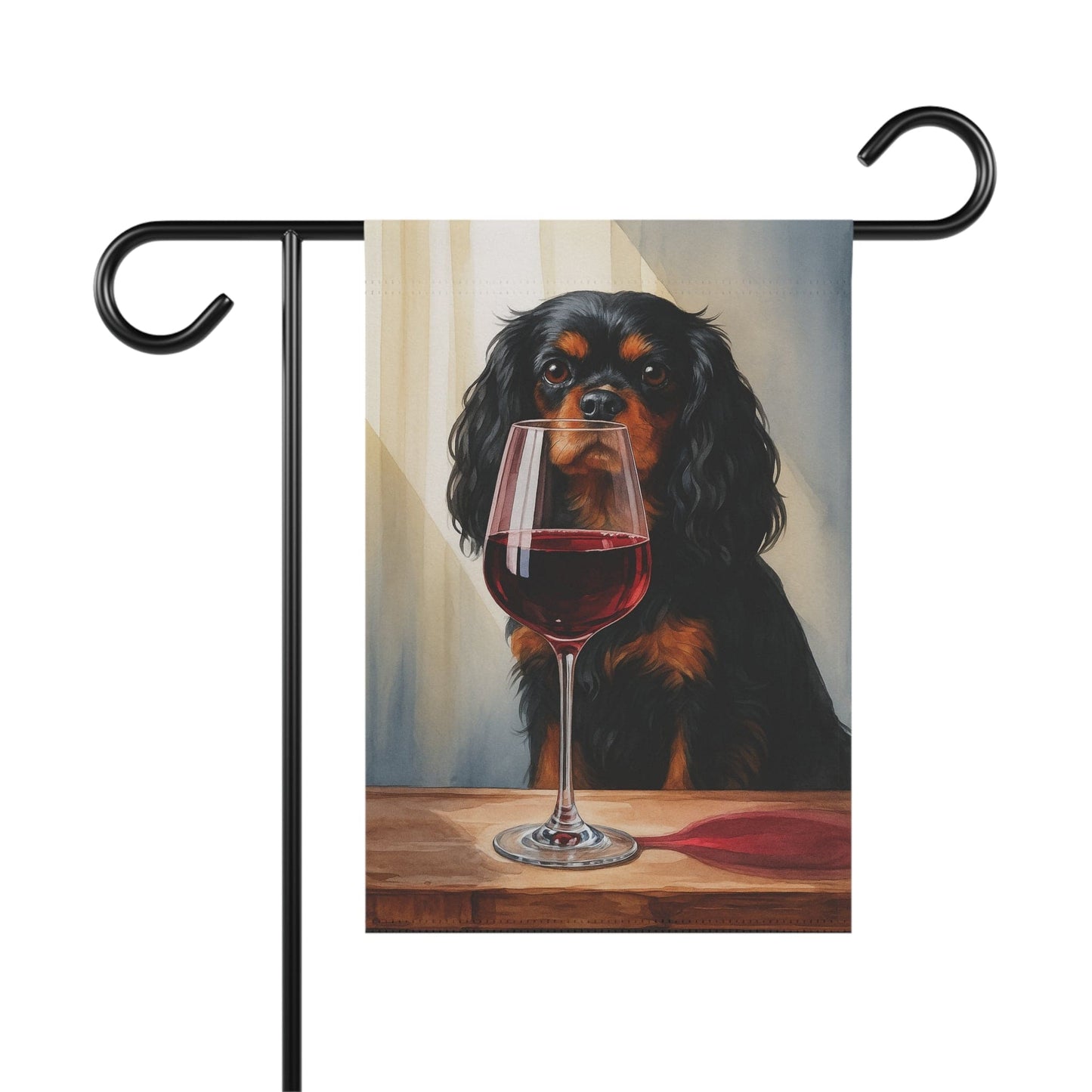 Black Tan Cavalier Wine Garden Flag