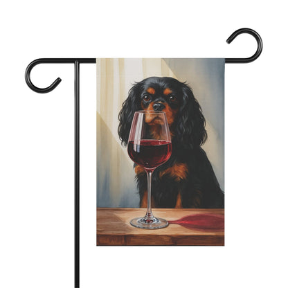 Black Tan Cavalier Wine Garden Flag