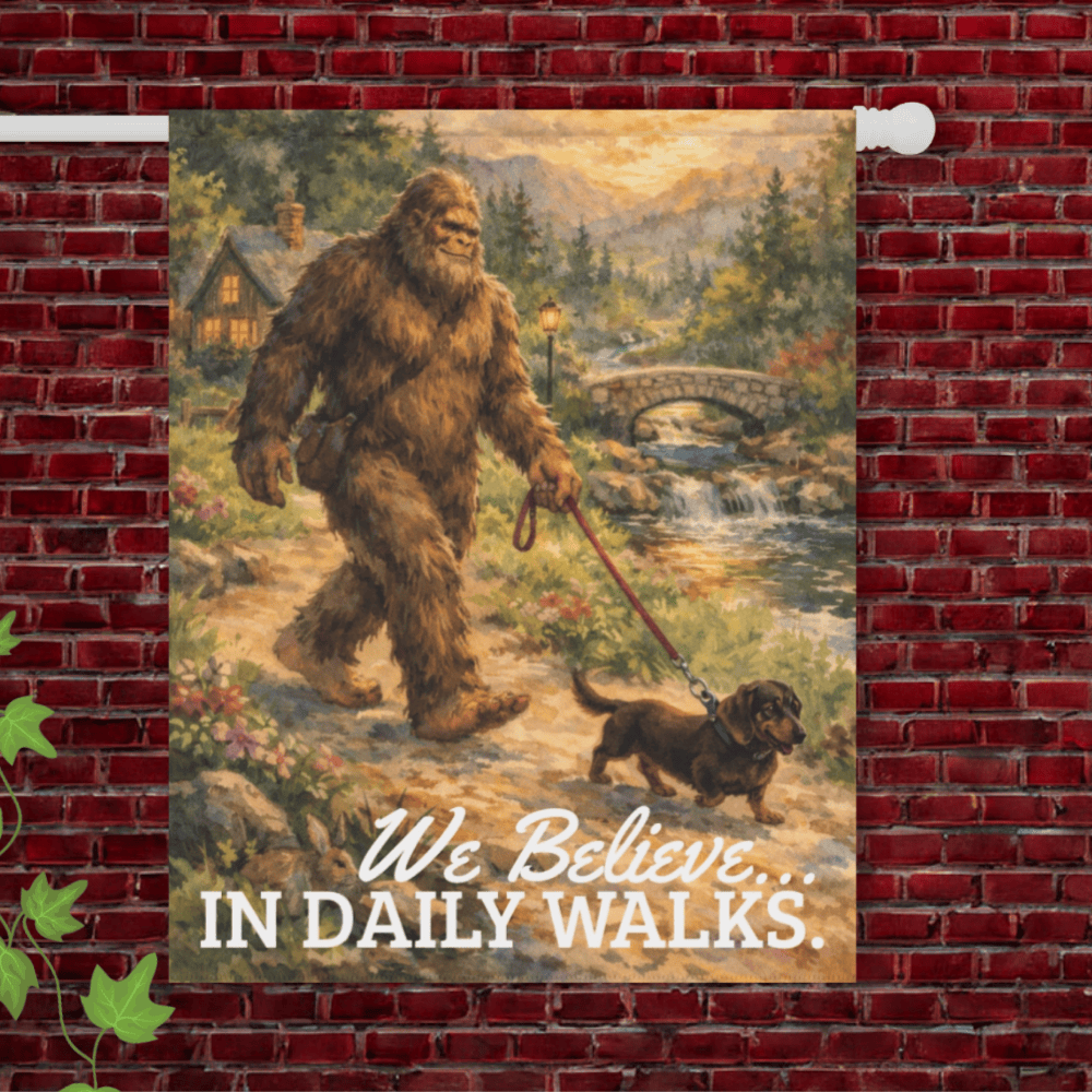 Black Tan Dachshund Bigfoot Garden Flag 24.5'' × 32''