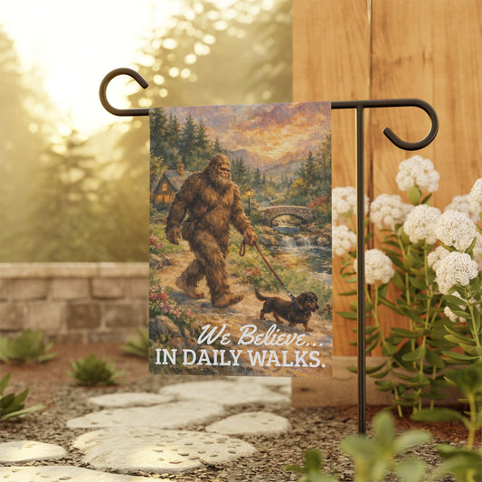 Black Tan Dachshund Bigfoot Garden Flag