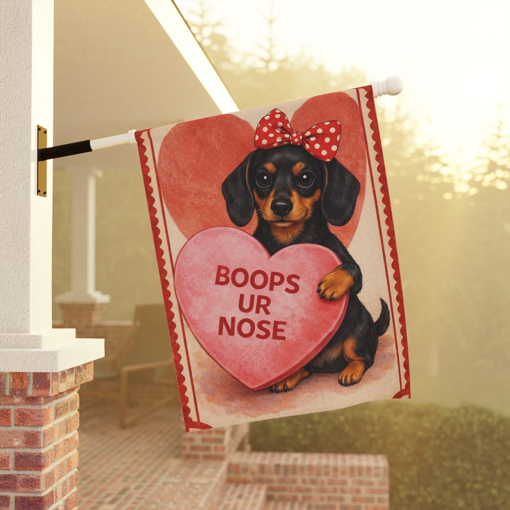 Black Tan Dachshund Boops Your Nose Valentines Garden Flag