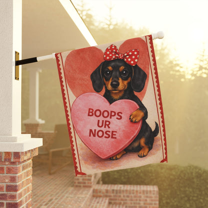 Black Tan Dachshund Boops Your Nose Valentines Garden Flag