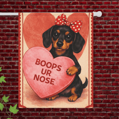 Black Tan Dachshund Boops Your Nose Valentines Garden Flag 24.5'' × 32''