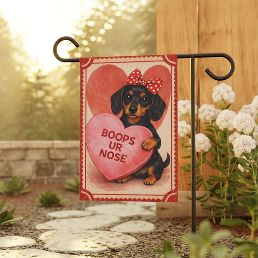 Black Tan Dachshund Boops Your Nose Valentines Garden Flag