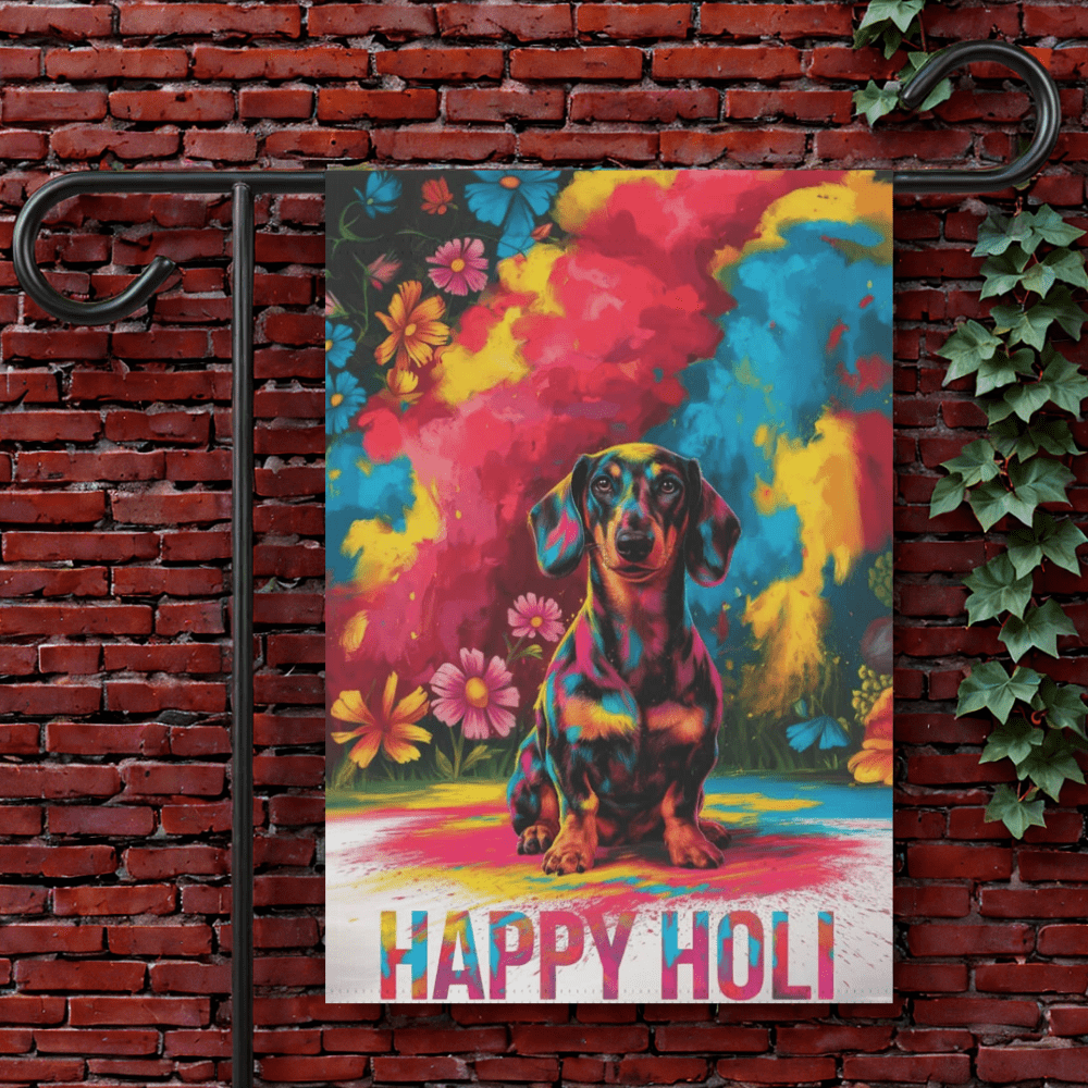 Black Tan Dachshund Holi Garden Flag 12'' × 18''