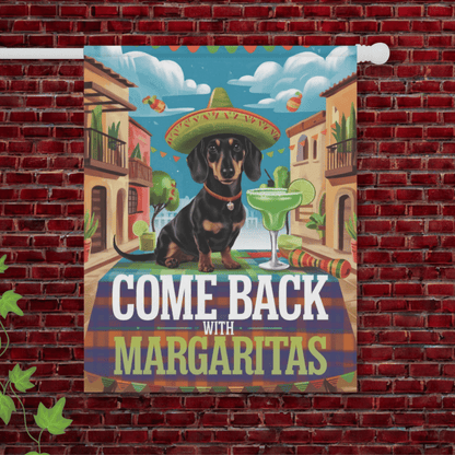 Black Tan Dachshund Margarita Garden Flag 24.5'' × 32''