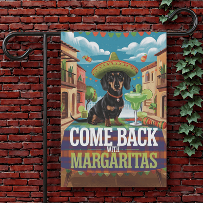 Black Tan Dachshund Margarita Garden Flag 12'' × 18''