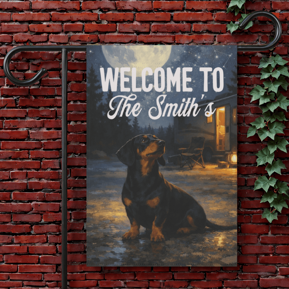 Black Tan Dachshund RV Custom Garden Flag 12'' × 18''