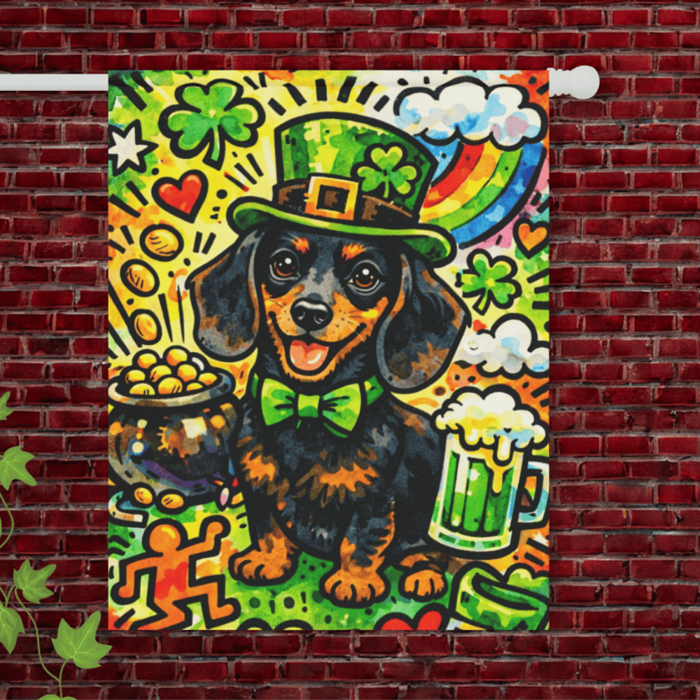 Black Tan Dachshund Saint Patricks Day Garden Flag 24.5'' × 32''