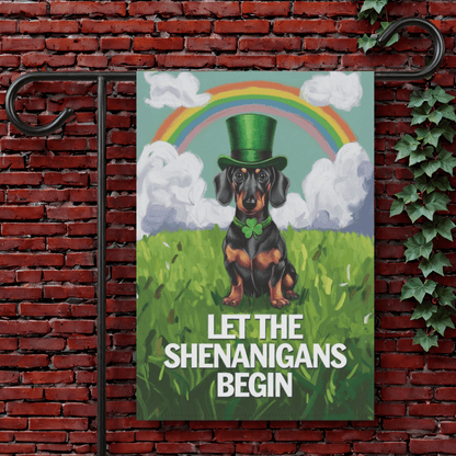 Black Tan Dachshund St Patricks Garden Flag 12'' × 18''