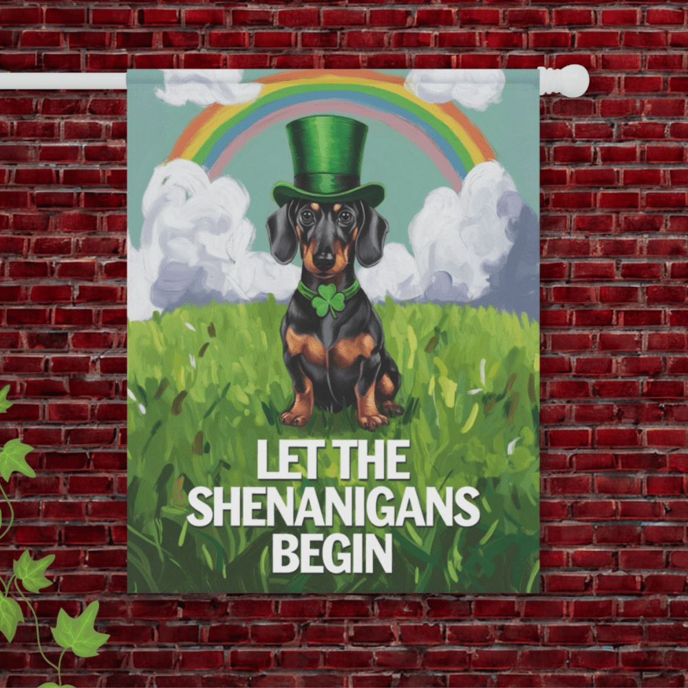 Black Tan Dachshund St Patricks Garden Flag 24.5'' × 32''