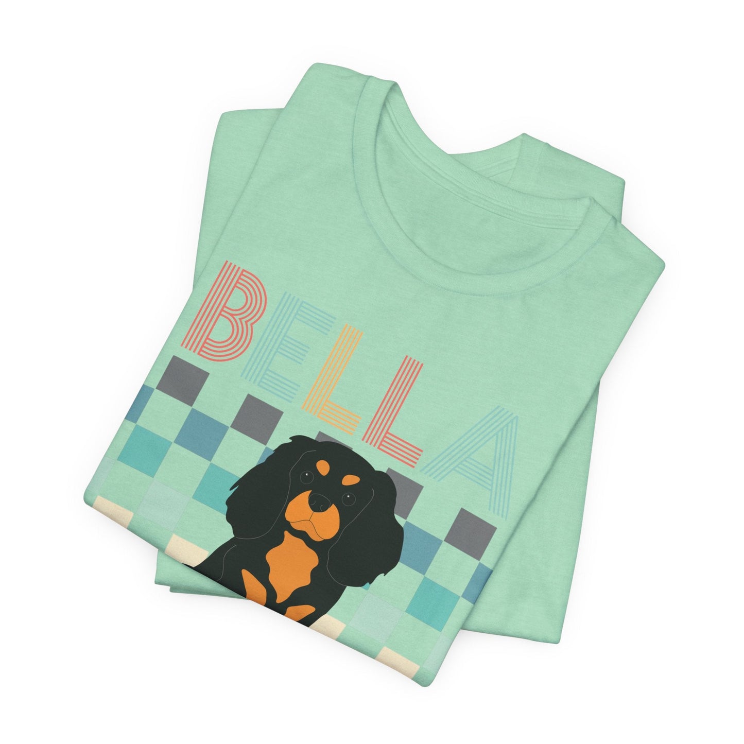 Printify T-Shirt Black Tan King Charles Checkered Tee