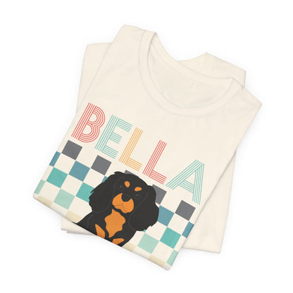 Printify T-Shirt Black Tan King Charles Checkered Tee