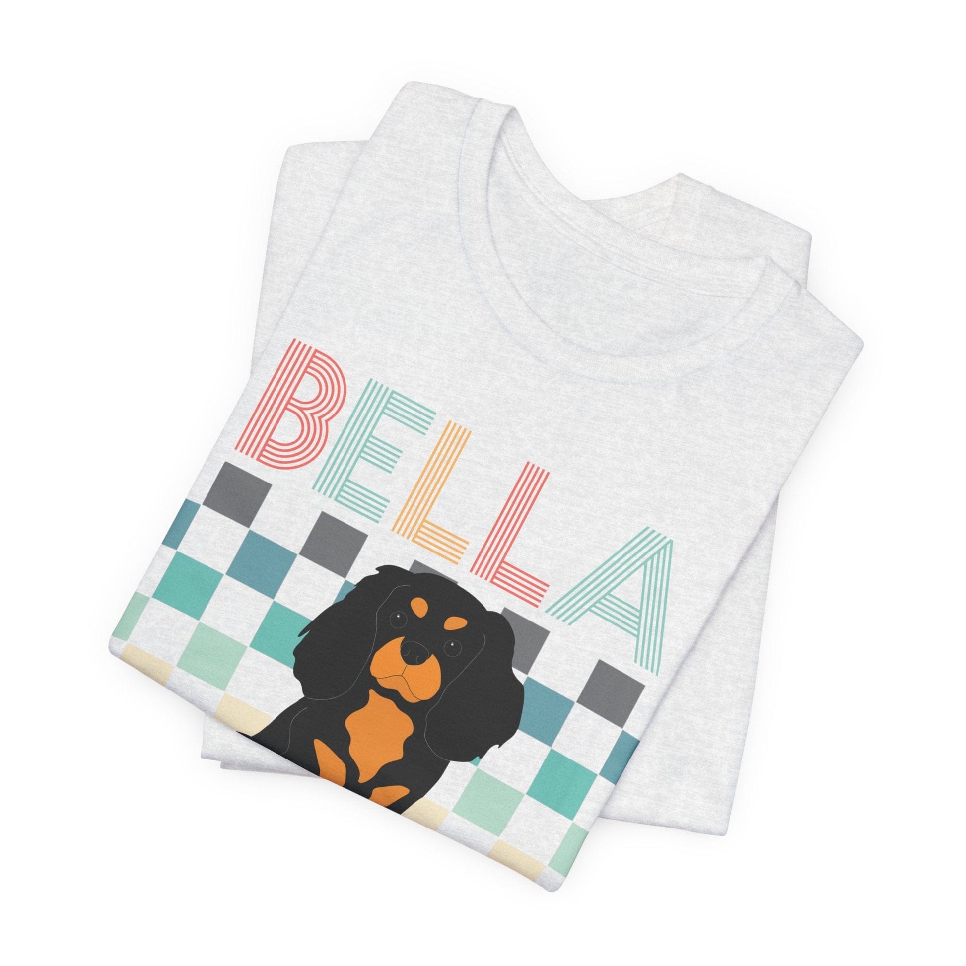 Printify T-Shirt Black Tan King Charles Checkered Tee