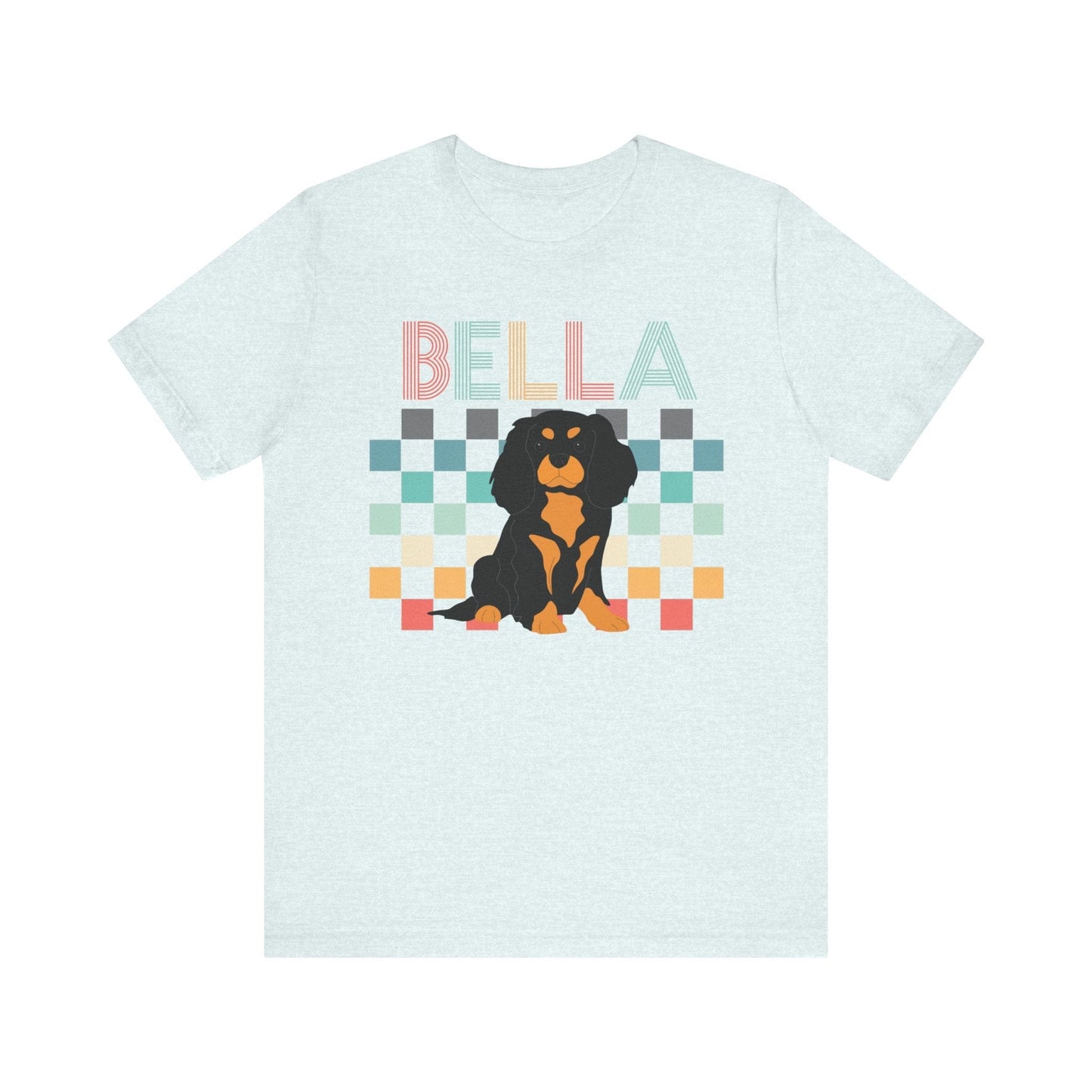 Printify T-Shirt Black Tan King Charles Checkered Tee