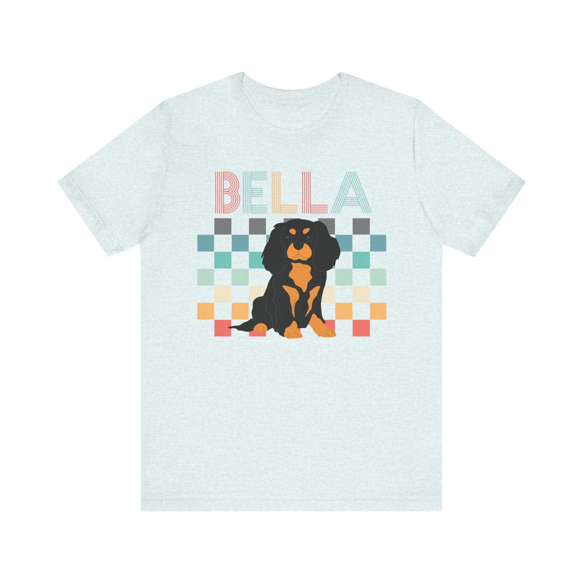 Printify T-Shirt Black Tan King Charles Checkered Tee