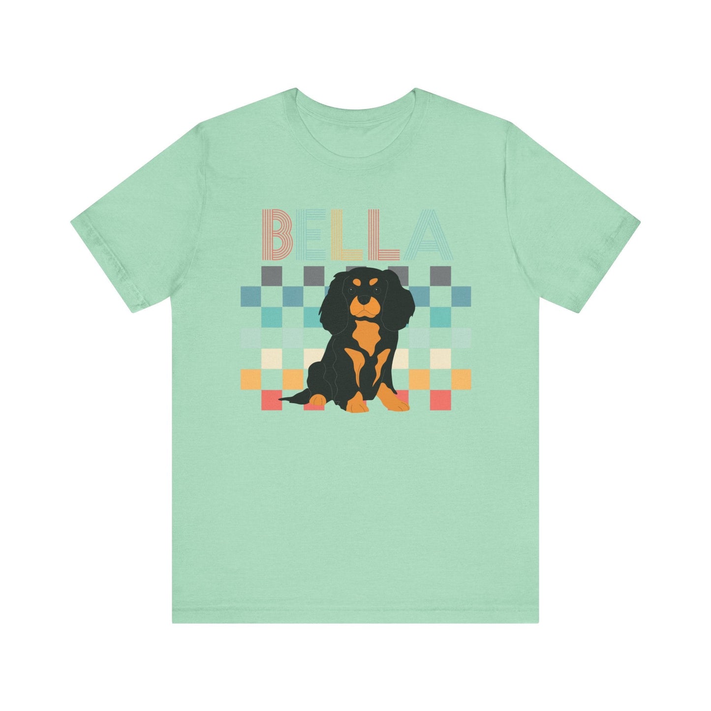 Printify T-Shirt Black Tan King Charles Checkered Tee