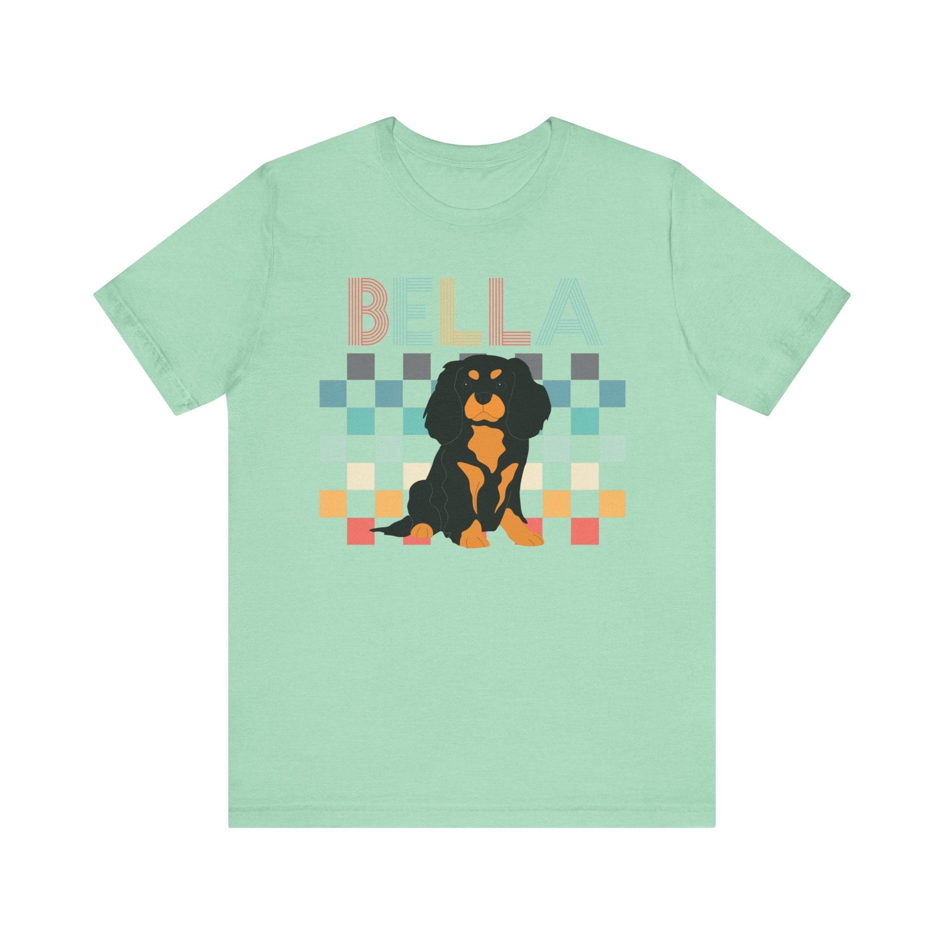 Printify T-Shirt Black Tan King Charles Checkered Tee