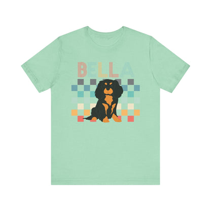 Printify T-Shirt Black Tan King Charles Checkered Tee