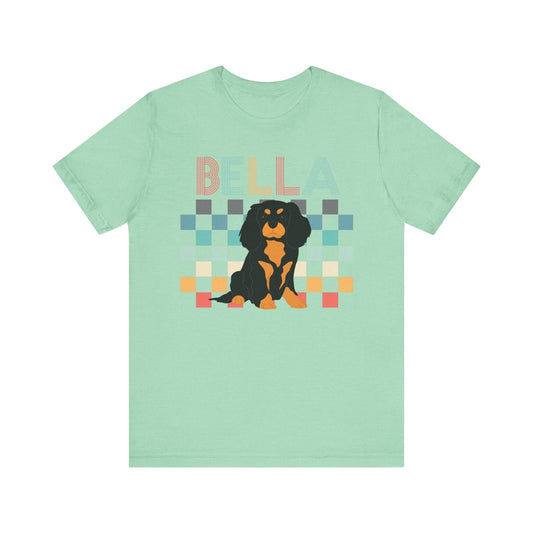 Printify T-Shirt Black Tan King Charles Checkered Tee