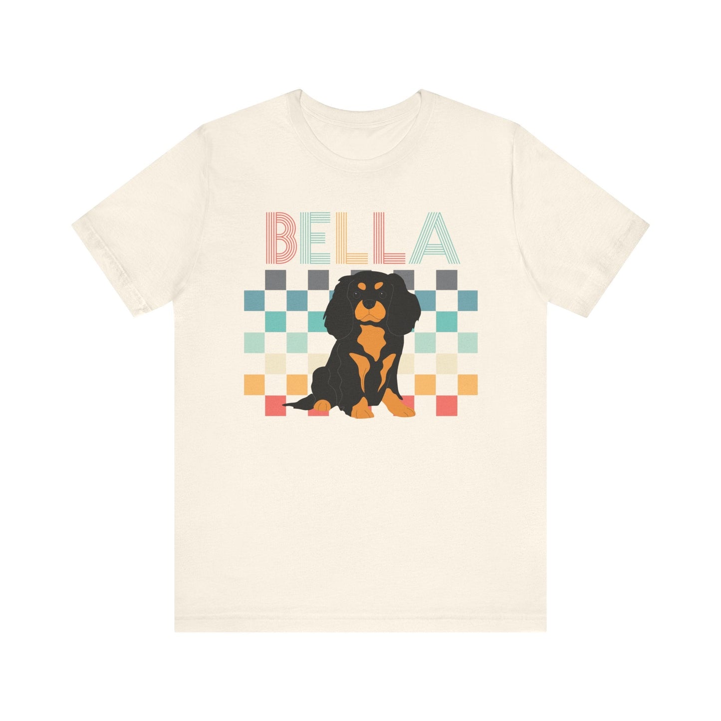 Printify T-Shirt Black Tan King Charles Checkered Tee