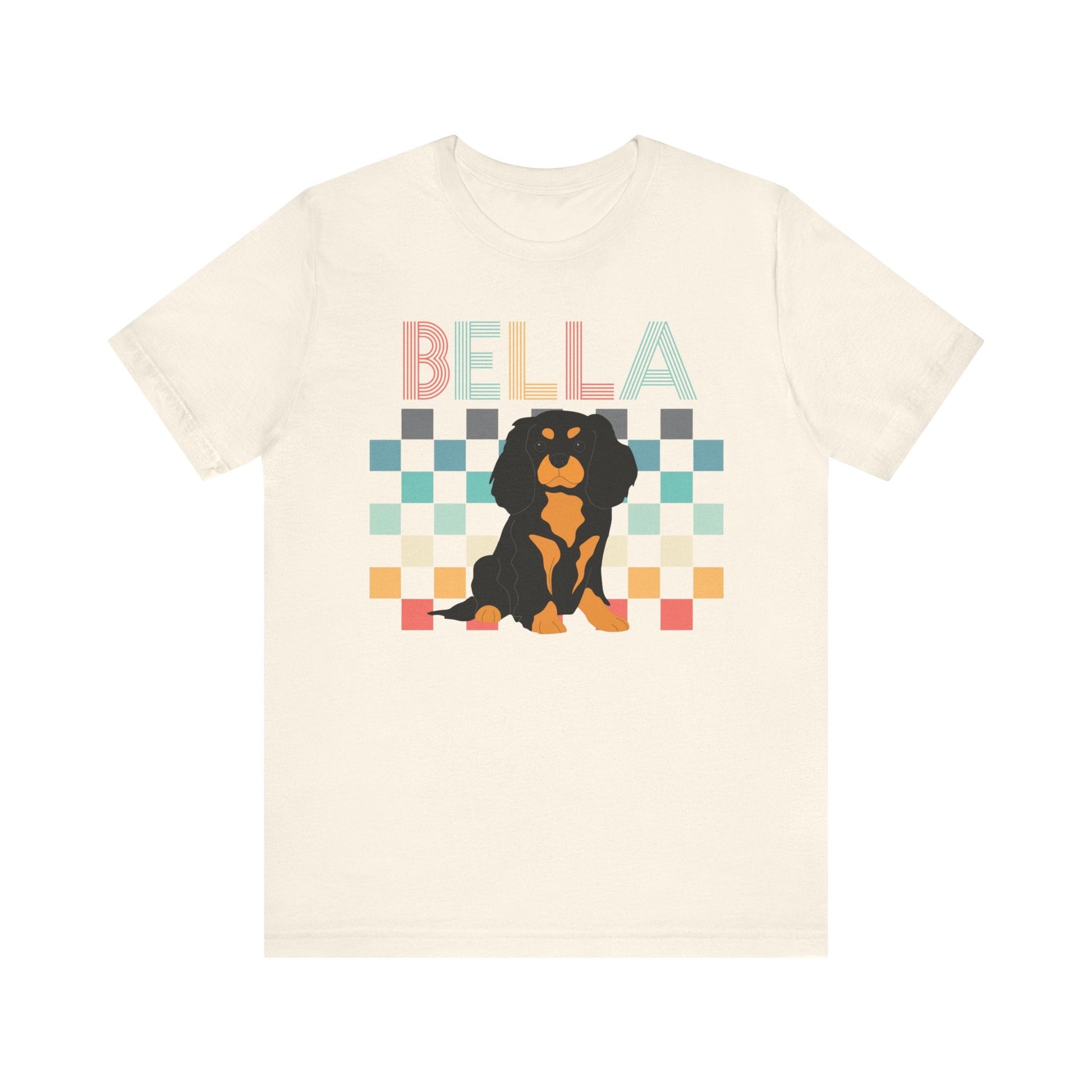 Printify T-Shirt Black Tan King Charles Checkered Tee
