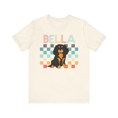 Printify T-Shirt Black Tan King Charles Checkered Tee