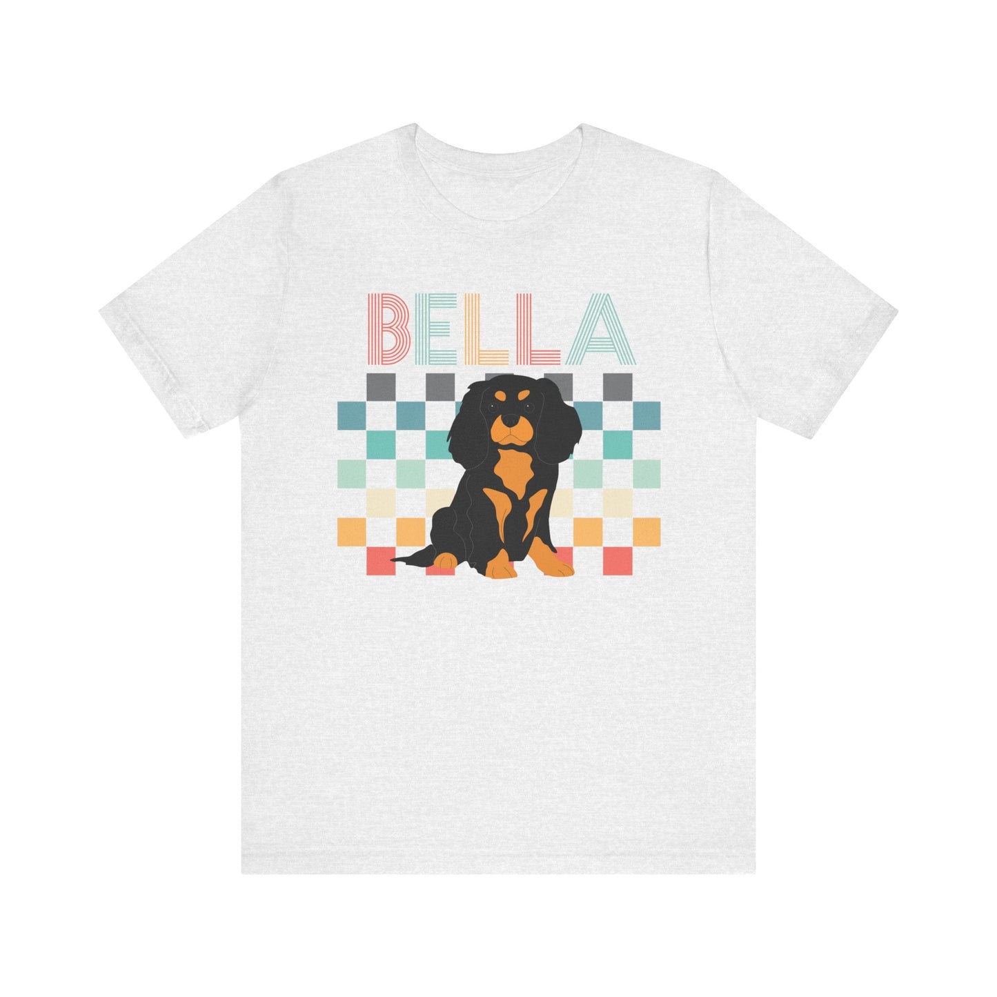 Printify T-Shirt Black Tan King Charles Checkered Tee