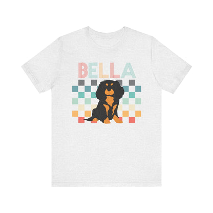 Printify T-Shirt Black Tan King Charles Checkered Tee