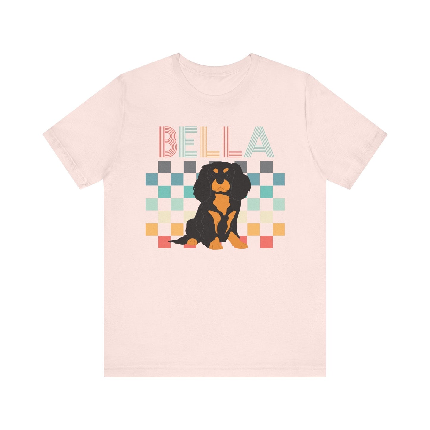 Printify T-Shirt Black Tan King Charles Checkered Tee